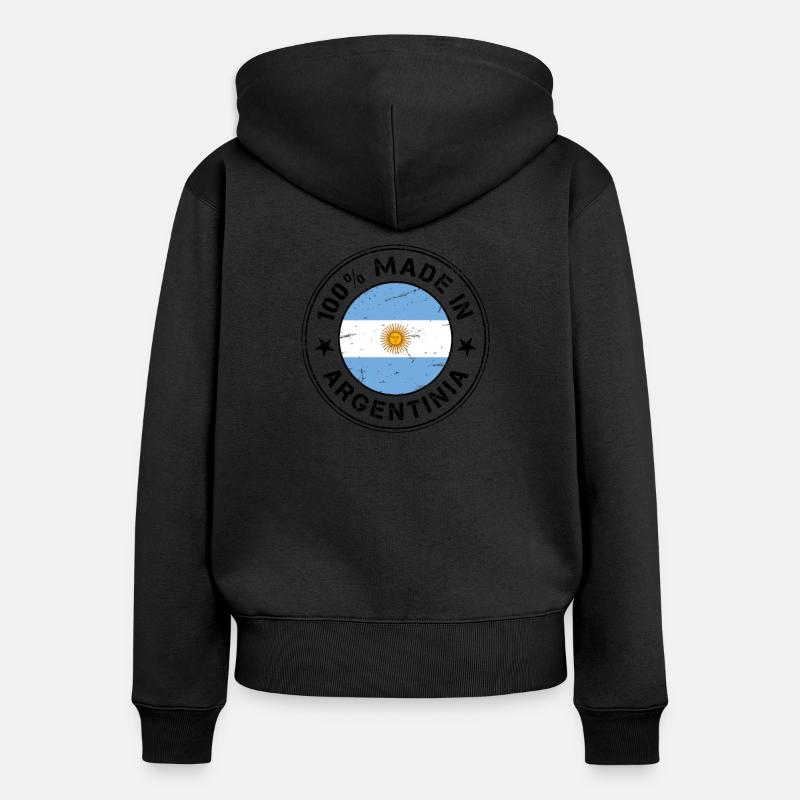 Fabriqué en Argentine Drapeau du Tango de Buenos Aires - Sweat à capuche zippé Premium bio Femme - noir