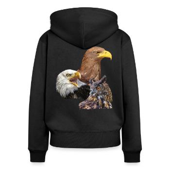 Pigargos and Owl - Women's Premium Organic Zip Hoodie - black - Back - Julia (174cm)