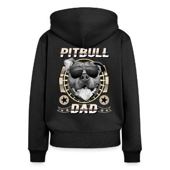 Pitbull Papa - Sweat à capuche zippé Premium bio Femme - noir - Dos - Julia (174cm)
