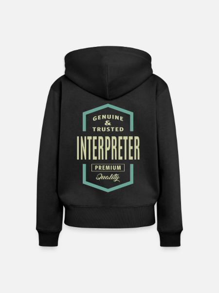 Echter Dolmetscher - Frauen Premium Bio Zip Hoodie - Schwarz