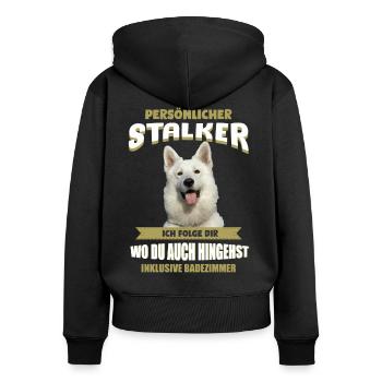 Weisser Schäferhund - Weißer Schäferhund - Frauen Premium Bio Zip Hoodie - Schwarz - Hinten - Julia (174cm)
