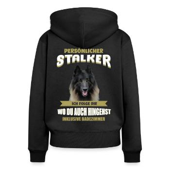 Tervueren Hund - Tervueren - Frauen Premium Bio Zip Hoodie - Schwarz - Hinten - Julia (174cm)