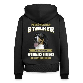 Entlebucher Sennenhund Hund Entlebucher Sennenhund - Frauen Premium Bio Zip Hoodie - Schwarz - Hinten - Julia (174cm)