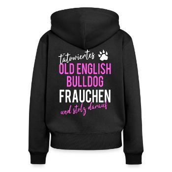 Old English Bulldog Frauchen Tätowiert Tattoos - Frauen Premium Bio Zip Hoodie - Schwarz - Hinten - Julia (174cm)