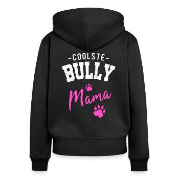 Coolste Bully Mama Bulldogge Frauchen Geschenk - Frauen Premium Bio Zip Hoodie - Schwarz - Hinten - Julia (174cm)