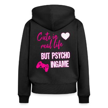 Gamer Girl Zocker Mädchen Gamepad Videospiele - Frauen Premium Bio Zip Hoodie - Schwarz - Hinten - Julia (174cm)