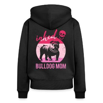 Inked Bulldog Mom Tätowiert Frauchen Bulldogge - Frauen Premium Bio Zip Hoodie - Schwarz - Hinten - Julia (174cm)