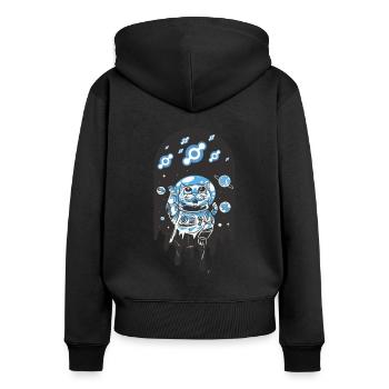 Krypto Crypto Bitcoin Helium Mining Katze Katzen - Frauen Premium Bio Zip Hoodie - Schwarz - Hinten - Julia (174cm)