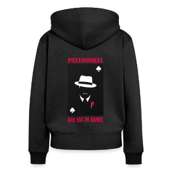 Herren Patenonkel Pate Patenschaft Onkel Patenkind - Frauen Premium Bio Zip Hoodie - Schwarz - Hinten - Julia (174cm)