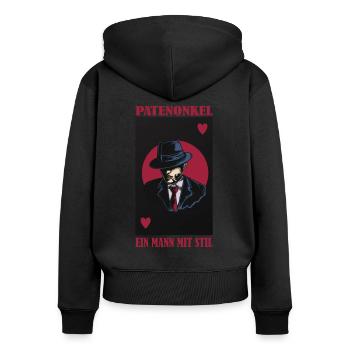 Herren Patenonkel Pate Patenschaft Onkel Patenkind - Frauen Premium Bio Zip Hoodie - Schwarz - Hinten - Julia (174cm)