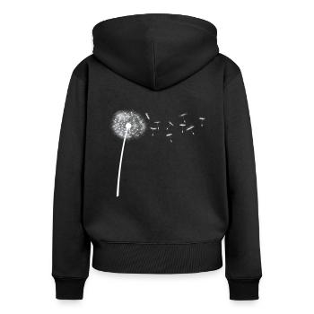 Fleur de pissenlit fleur cadeau dames - Sweat à capuche zippé Premium bio Femme - noir - Dos - Julia (174cm)