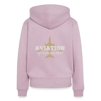 Luftfahrt: meine wahre Leidenschaft: Flugzeuge - ZinSpira - Frauen Premium Bio Zip Hoodie - Altrosa - Hinten - Julia (174cm)