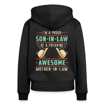 Meilleur beau-mère fils gendre cadeau - Sweat à capuche zippé Premium bio Femme - noir - Dos - Julia (174cm)