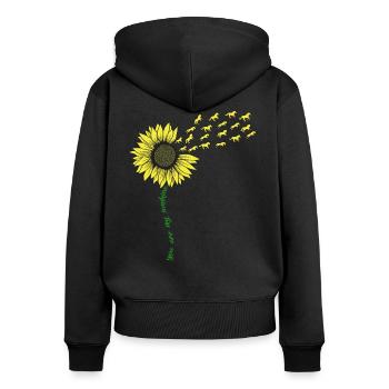 Horse sunflower gift - Women's Premium Organic Zip Hoodie - black - Back - Julia (174cm)