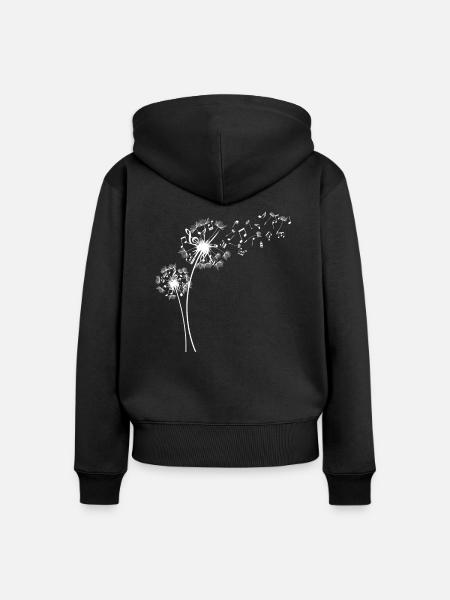 pusteblume avec des notes musicales - Sweat à capuche zippé Premium bio Femme - noir