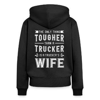 Truck Freundin Ehefrau Truckers Frau Geschenkidee - Frauen Premium Bio Zip Hoodie - Schwarz - Hinten - Julia (174cm)