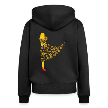 Sonnenblume Blumenmotiv Frauen Geschenk - Frauen Premium Bio Zip Hoodie - Schwarz - Hinten - Julia (174cm)
