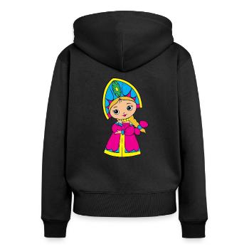 Matrjoschka Puppen Russische Geschenke - Frauen Premium Bio Zip Hoodie - Schwarz - Hinten - Julia (174cm)