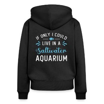 Aquarium eau salée Aquaristique Cadeau Aquaristique - Sweat à capuche zippé Premium bio Femme - noir - Dos - Julia (174cm)