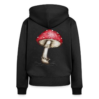 Champignon - Champignon à mouches - Sweat à capuche zippé Premium bio Femme - noir - Dos - Julia (174cm)