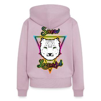 Léopard des neiges - Sweat à capuche zippé Premium bio Femme - rose poudré - Dos - Julia (174cm)