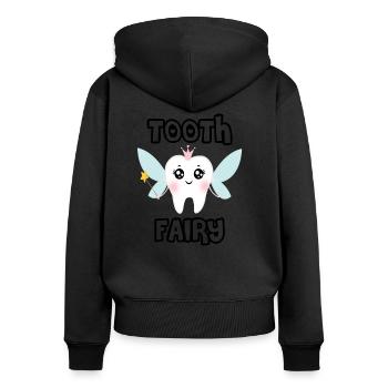 Fée des dents | Fée des dents magiques | carnaval - Sweat à capuche zippé Premium bio Femme - noir - Dos - Julia (174cm)
