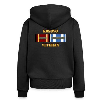 Kosovo KFOR Vétéran - Sweat à capuche zippé Premium bio Femme - noir - Dos - Julia (174cm)