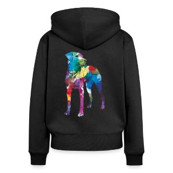 Labrador Hund Hunde bunte Silhouette - Frauen Premium Bio Zip Hoodie - Schwarz - Hinten - Julia (174cm)
