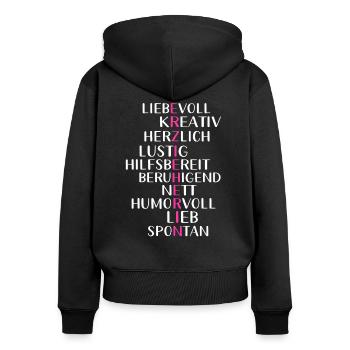 Erzieherin Kindergarten und Erziehung - Frauen Premium Bio Zip Hoodie - Schwarz - Hinten - Julia (174cm)