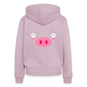 Schneinchen visage cochon doux - Sweat à capuche zippé Premium bio Femme - rose poudré - Dos - Julia (174cm)