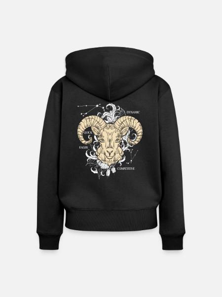 Sternzeichen Steinbock - Frauen Premium Bio Zip Hoodie - Schwarz