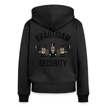 Bräutigam Security Wikinger (JGA / POS) - Frauen Premium Bio Zip Hoodie - Schwarz - Hinten - Julia (174cm)