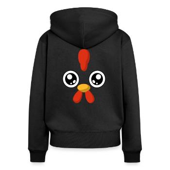 Costume de poulet poulet déguisement carnaval - Sweat à capuche zippé Premium bio Femme - noir - Dos - Julia (174cm)