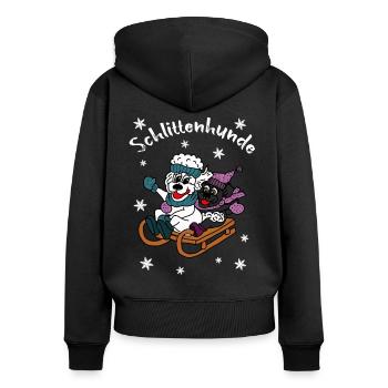 Schlittenhunde - Pudel Schlittenfahrt im Schnee - Frauen Premium Bio Zip Hoodie - Schwarz - Hinten - Julia (174cm)
