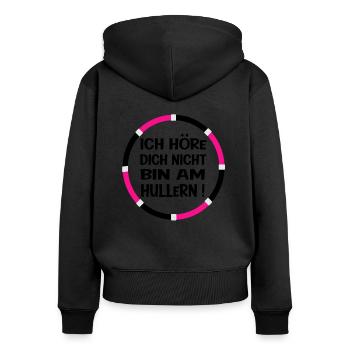lustige Hullern Hooping Sprüche Geschenk - Frauen Premium Bio Zip Hoodie - Schwarz - Hinten - Julia (174cm)