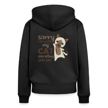 Chat Chat Chat Rigolo rigolo - Sweat à capuche zippé Premium bio Femme - noir - Dos - Julia (174cm)