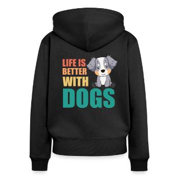 Australian Sheperd Das Leben hunden - Frauen Premium Bio Zip Hoodie - Schwarz - Hinten - Julia (174cm)