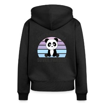 Just a Girl who loves Pandas mignons animaux - Sweat à capuche zippé Premium bio Femme - noir - Dos - Julia (174cm)
