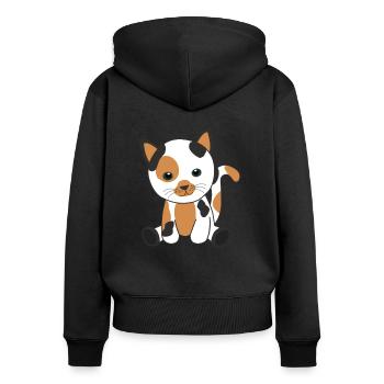 Chat chanceux chat tricolore chat mignon chat - Sweat à capuche zippé Premium bio Femme - noir - Dos - Julia (174cm)