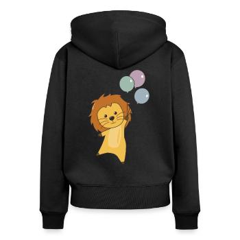Les ballons lion volent vers le haut des animaux mignons - Sweat à capuche zippé Premium bio Femme - noir - Dos - Julia (174cm)