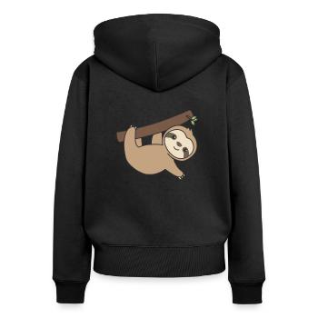 Paresseux drôle de relaxe doux animaux pour les enfants - Sweat à capuche zippé Premium bio Femme - noir - Dos - Julia (174cm)