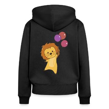 Les ballons lion volent vers le haut des animaux mignons - Sweat à capuche zippé Premium bio Femme - noir - Dos - Julia (174cm)
