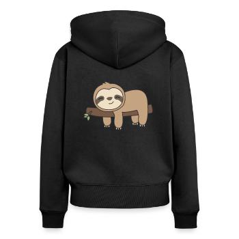 Paresseux drôle détendu doux animaux - Sweat à capuche zippé Premium bio Femme - noir - Dos - Julia (174cm)