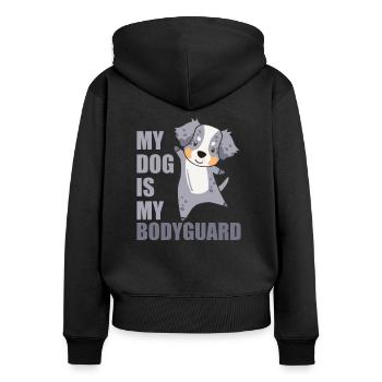 My dog is my Bodyguard Hunde Australian Sheperd - Sweat à capuche zippé Premium bio Femme - noir - Dos - Julia (174cm)