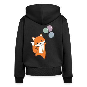 Fuchs süß Tier fliegt Luftballons Kinder - Sweat à capuche zippé Premium bio Femme - noir - Dos - Julia (174cm)