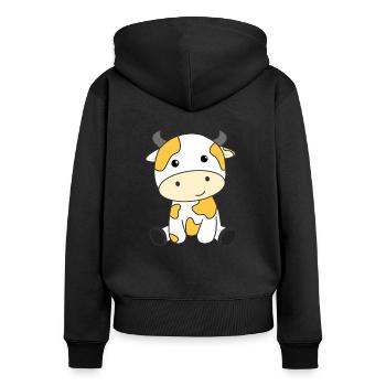 Kuh Banane Kawaii Retro japanisch Bananen Kühe - Frauen Premium Bio Zip Hoodie - Schwarz - Hinten - Julia (174cm)