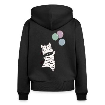 Zebra flies with balloons upwards cute animals - Women's Premium Organic Zip Hoodie - black - Back - Julia (174cm)