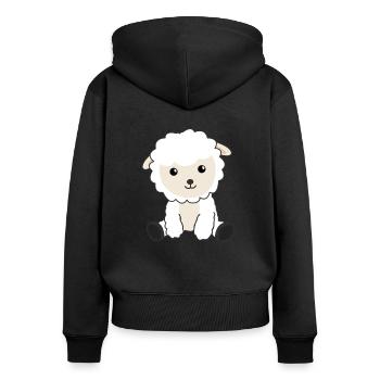 Sheep sweet sheep Wool funny animals baby lamb - Women's Premium Organic Zip Hoodie - black - Back - Julia (174cm)