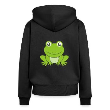 Frosch Frösche lustige Tierfreund Kinder - Frauen Premium Bio Zip Hoodie - Schwarz - Hinten - Julia (174cm)