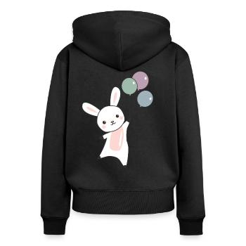 flies balloons top cute animals for children - Women's Premium Organic Zip Hoodie - black - Back - Julia (174cm)